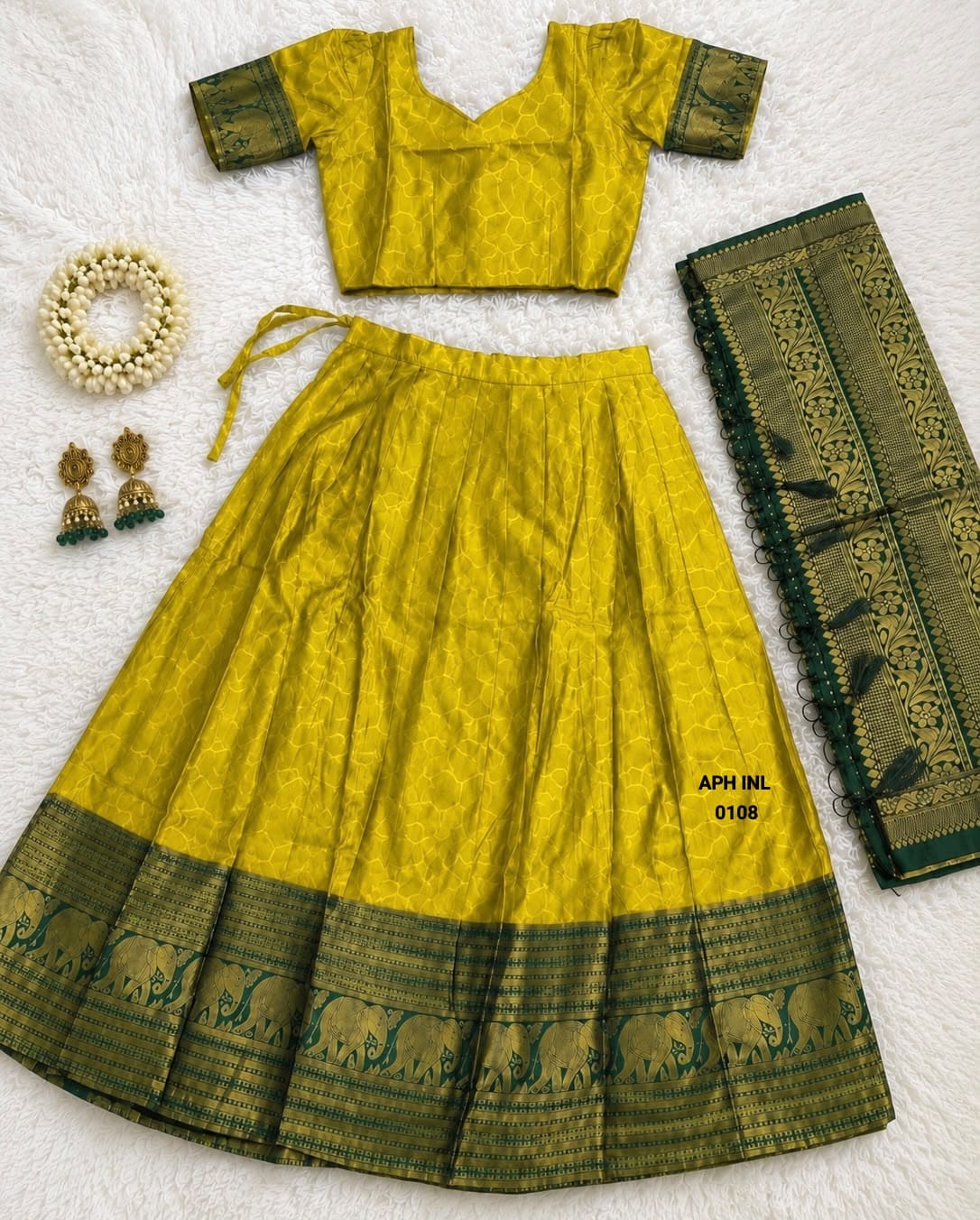 Heavy Lichi Silk Zari Border Lehenga